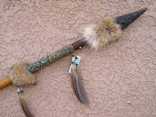 Native American Creek Made Four Foot Coyote Spear – CT35